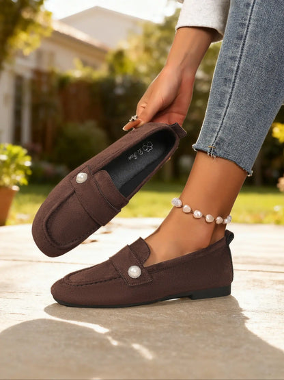 Women's Faux Leather Mary Jane Flats – Square Toe