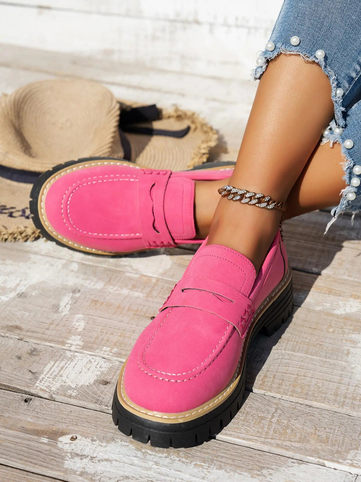 Women's Loafers – Round Toe, Slip-On, Wide Fit