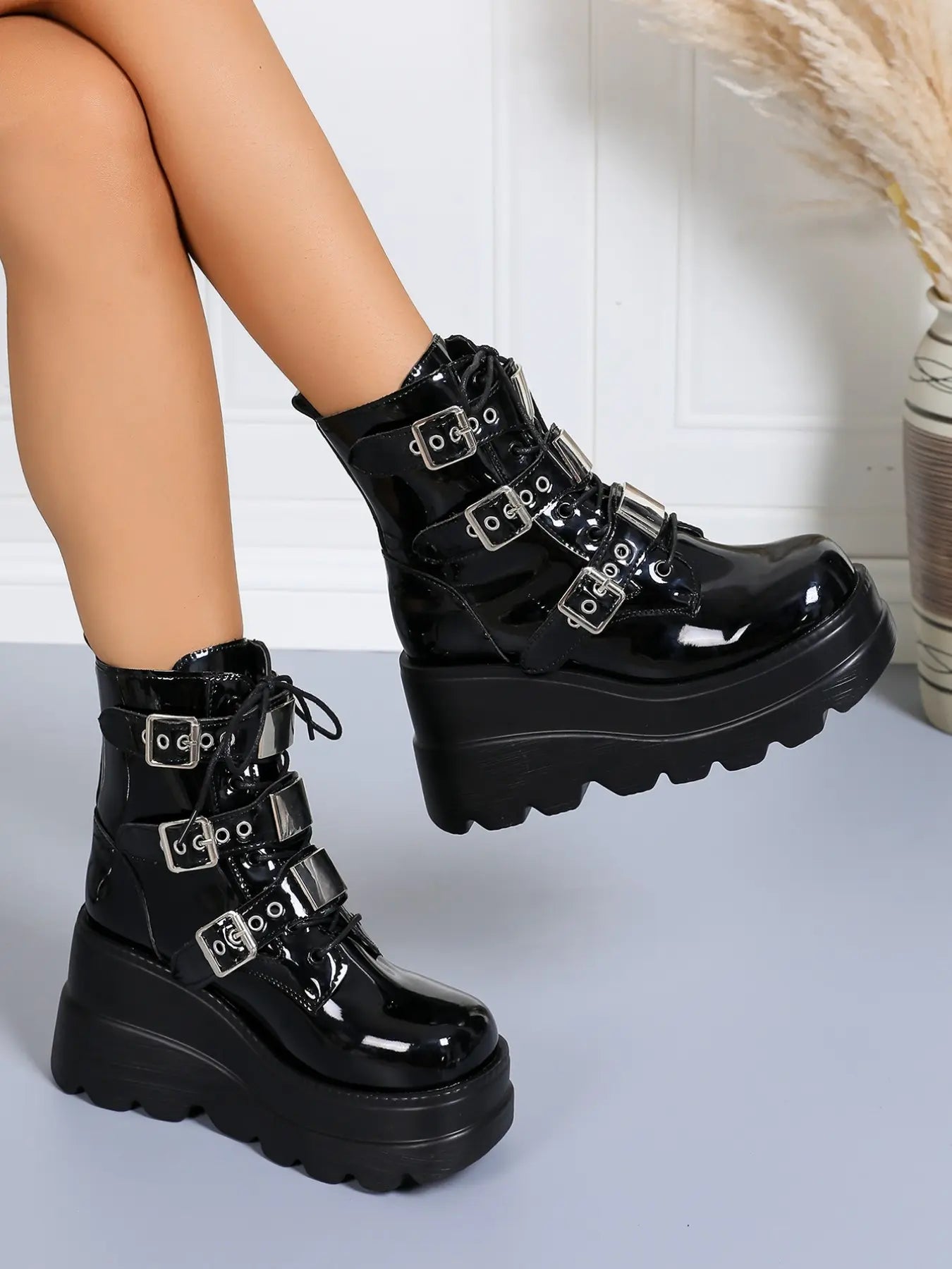 Women's Punk Gothic Boots – Chunky Sole, Non-Slip