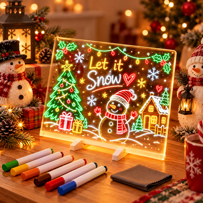 Creative Rewritable Acrylic LED Message Board (set come with 7 Pens)