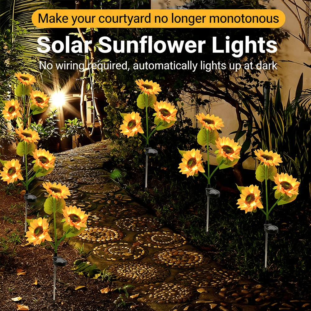Solar Sunflower Garden Lights – Realistic LED Flower Stakes