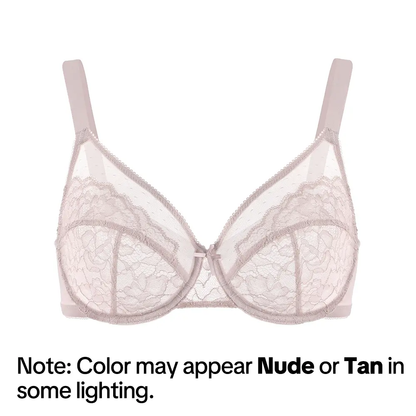 Enchante Floral Lace Plus Size Underwire Unlined Unpadded Minimizer Full Coverage Bra Women's Wear Comfortable Breathable Mesh Cup