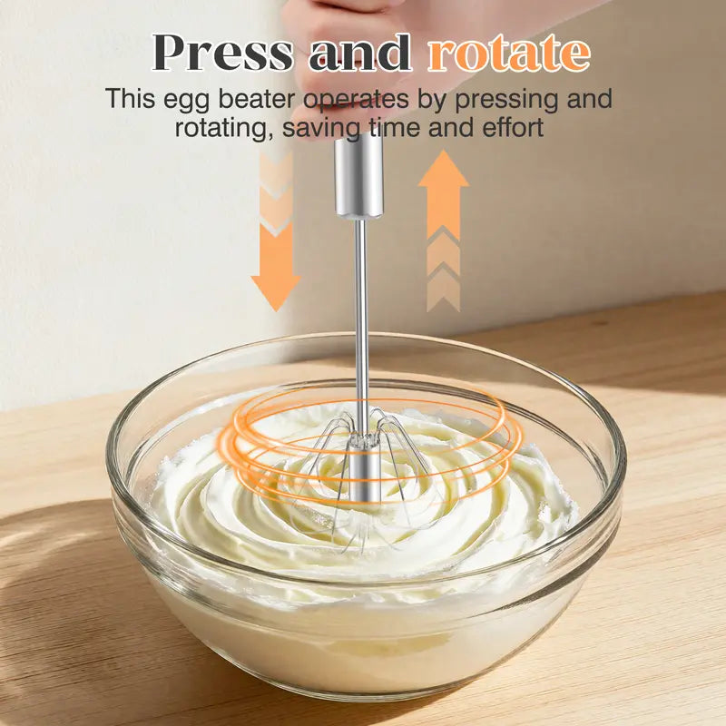 Hot Sale 50% OFF | Stainless Steel Push Whisk | Effortless Mixing for Baking & Cooking