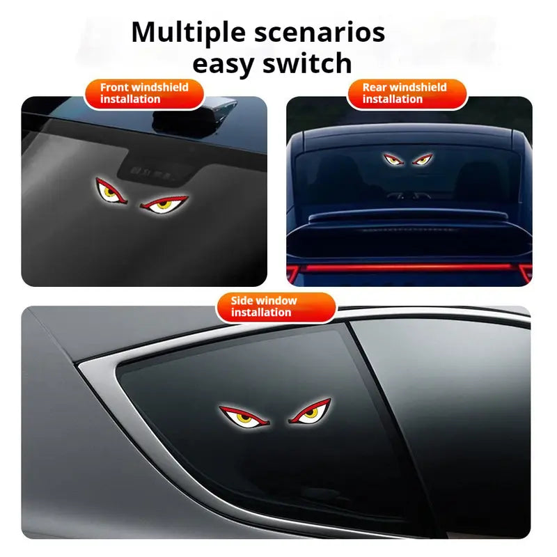 Dynamic LED Car Rear Window Display – Vampire Devil Eye Emoji Panel