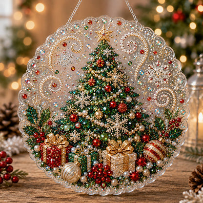 Premium Christmas Pearl Diamond Art Ornament Kit | DIY Holiday Hanging Decor