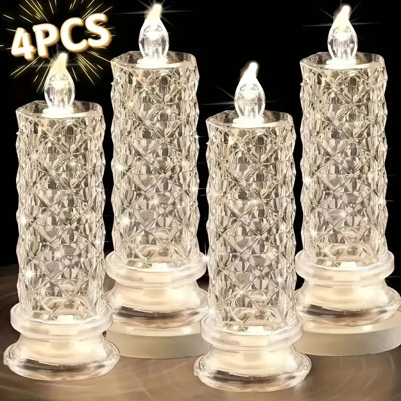Xmas SalesCrystal LED Candle Set – Warm Flickering Glow for Date Nights, Parties & Home Decor