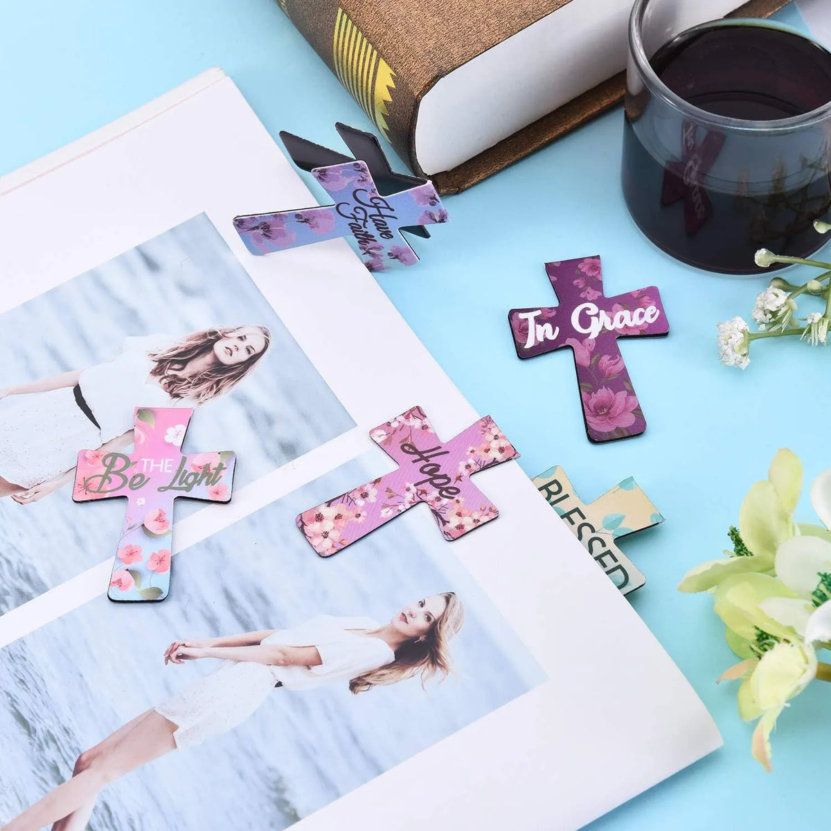 16 Pcs Magnetic Cross Bookmarks Gifts for Bible Study, Readers, Teachers, Students
