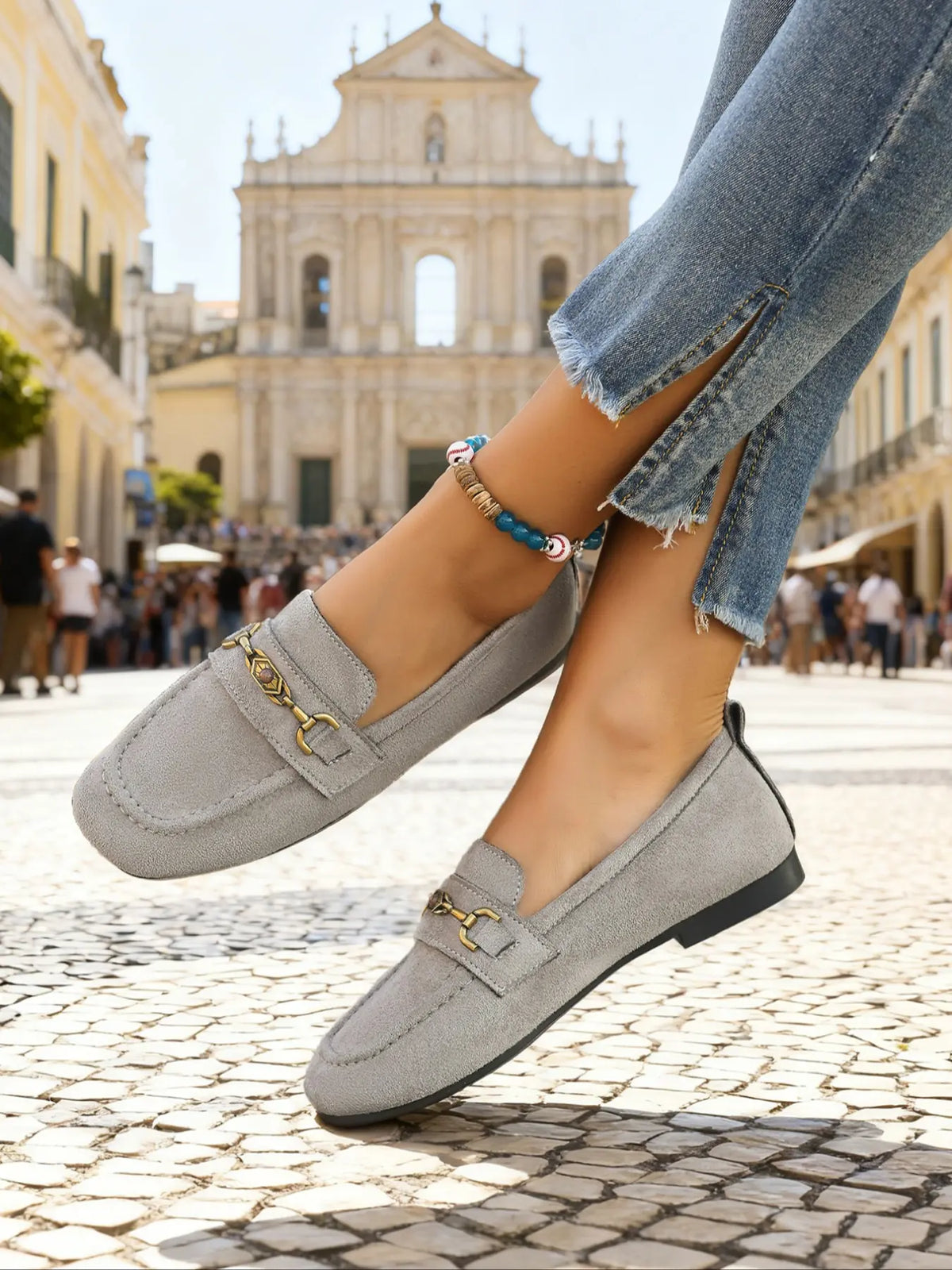 Women's Faux Leather Mary Jane Flats – Square Toe