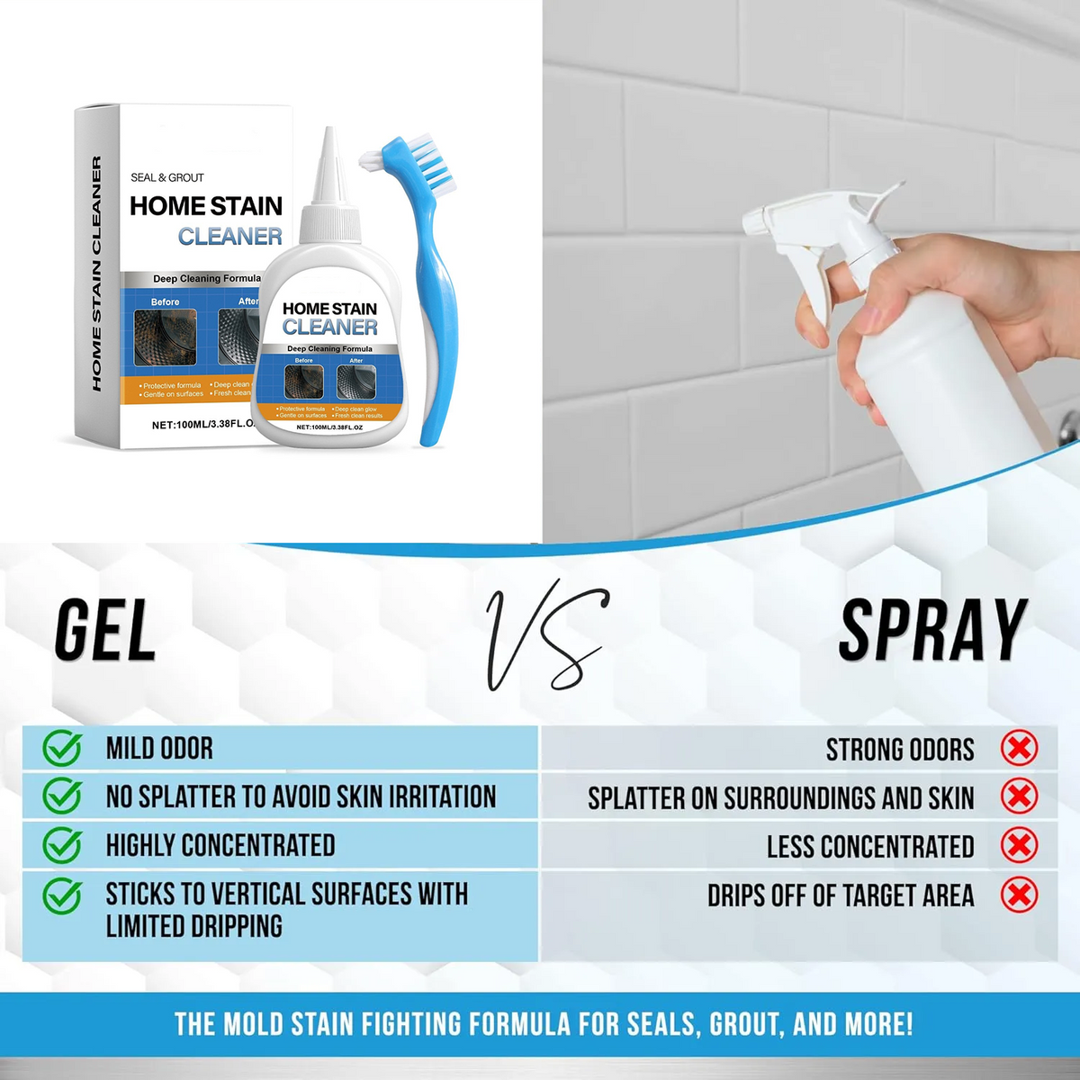 Hot Sale 50% OFFMold Removal GelHeavy Duty Formula, Multi-Surface Cleaner & Works on Shower & Tile