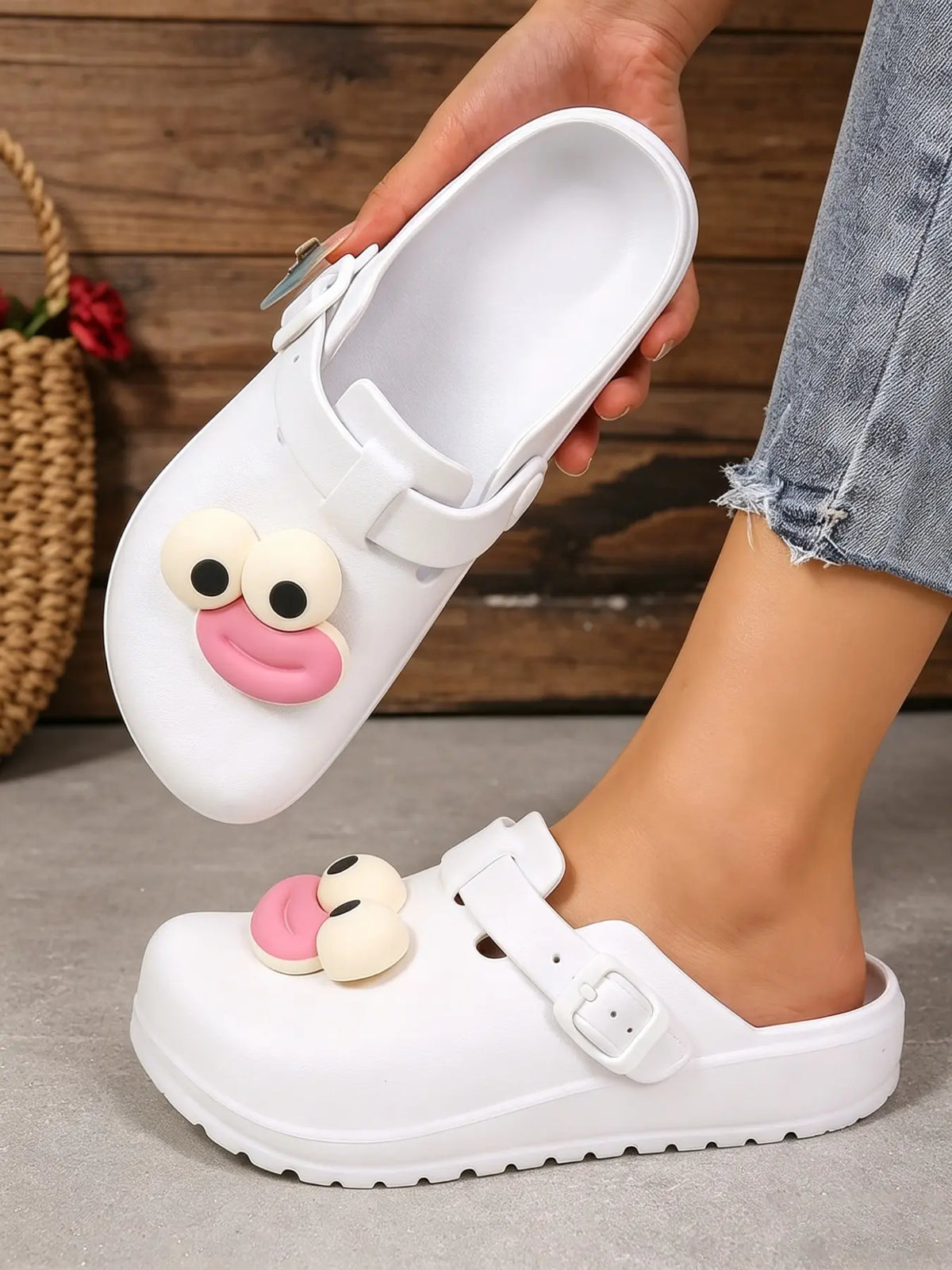 Women's Cartoon Print EVA Clogs – Adjustable Strap, Lightweight