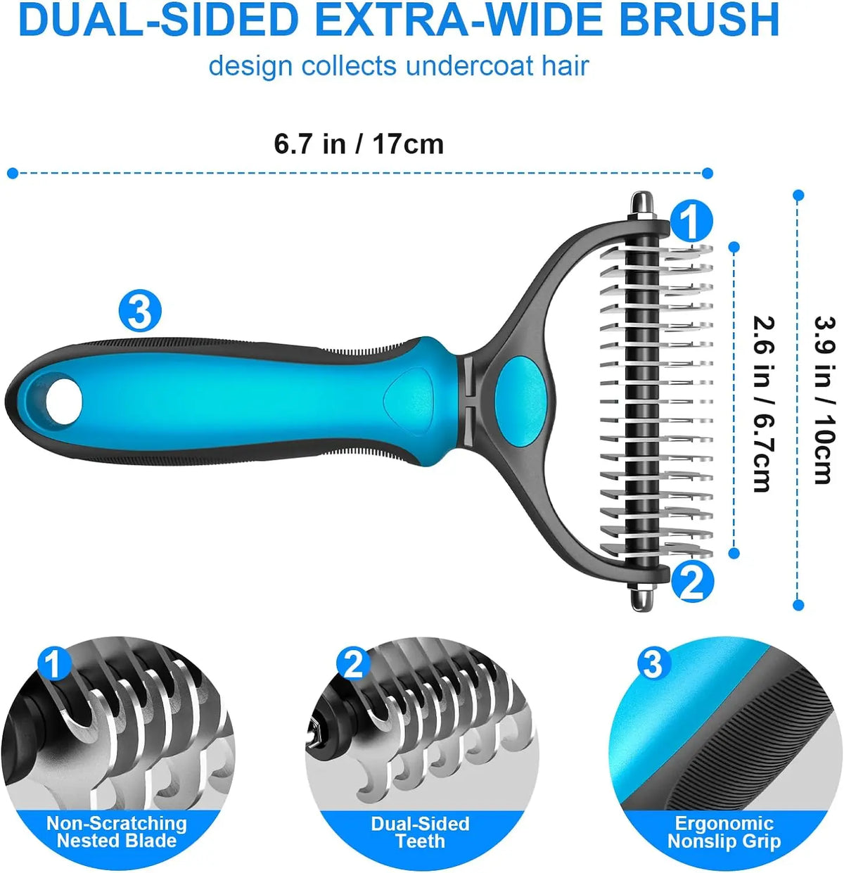 Pet Grooming Brush — Painless Shedding & Detangling Comb