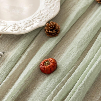 Boho Crinkle Gauze Table Runner 120 Inches for Weddings, Parties & Home Decor