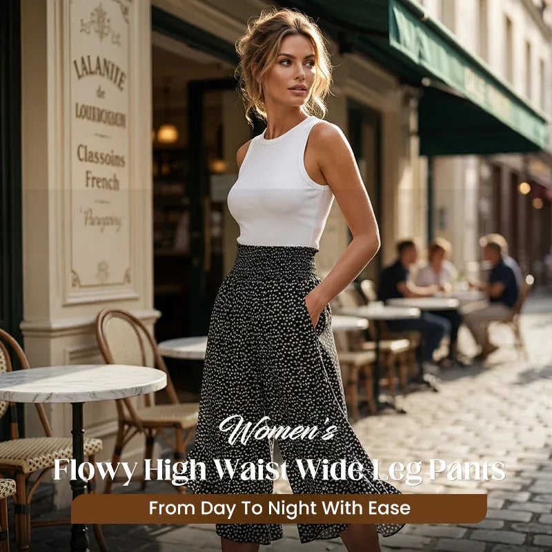 Women's Flowy High Waist Wide-Leg Pants – Slimming, Comfy & Chic