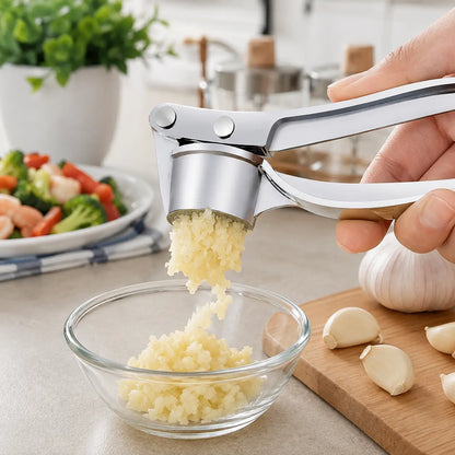 Stainless Steel Garlic Press, Heavy Duty Manual Garlic Crusher Tool