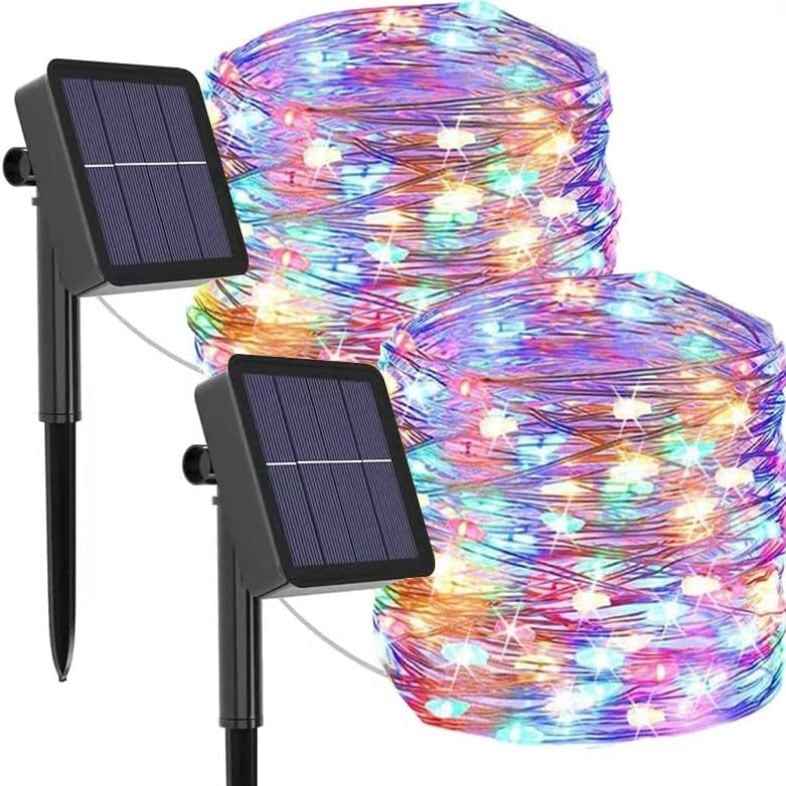 Solar Powered Flexible LED String Lights — 8 Modes, Auto On/Off, IP65 Waterproof