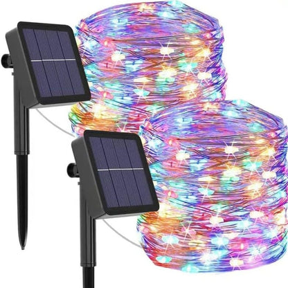 Solar Powered Flexible LED String Lights — 8 Modes, Auto On/Off, IP65 Waterproof