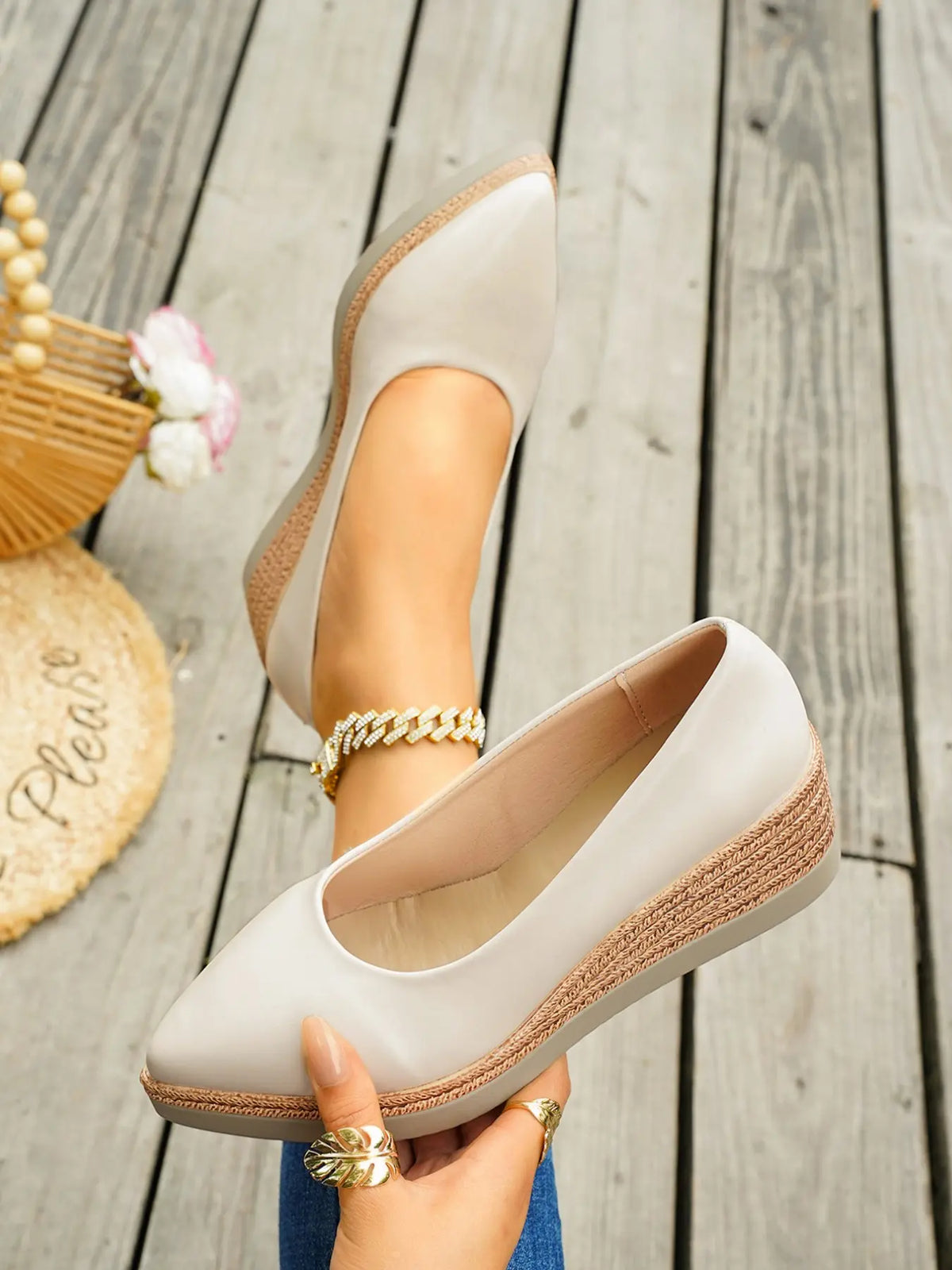 Women's Faux Leather Rubber Wedge Sandals – Low Heel