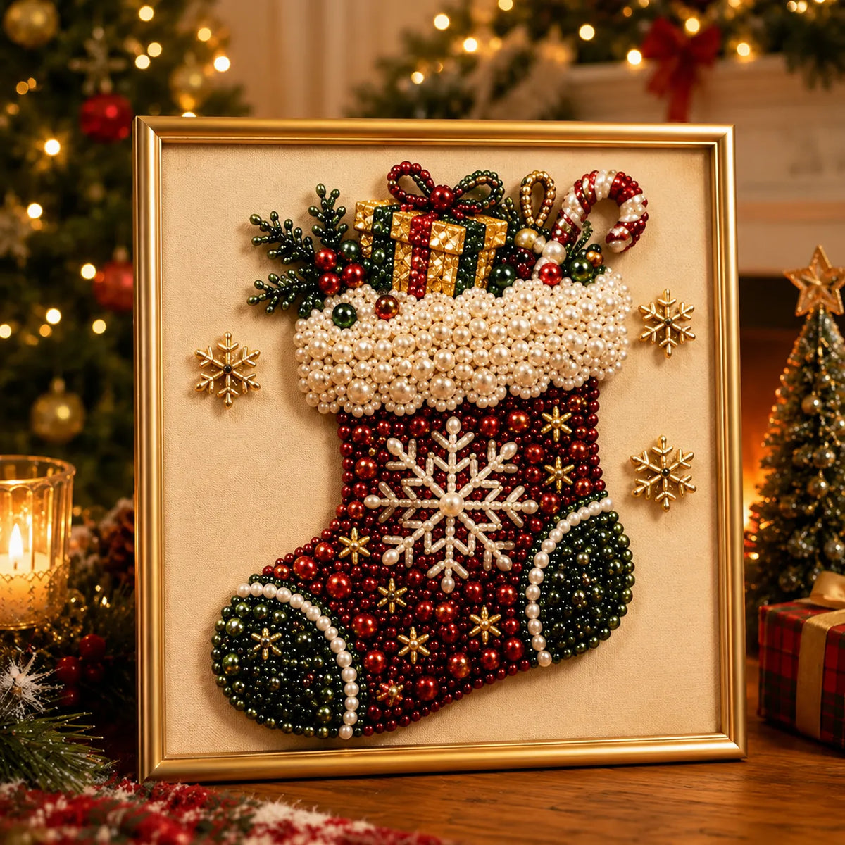 Relaxing & Beginner-Friendly - DIY Christmas Pearl Diamond Painting Art Kit With Frame