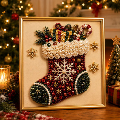 Relaxing & Beginner-Friendly - DIY Christmas Pearl Diamond Painting Art Kit With Frame