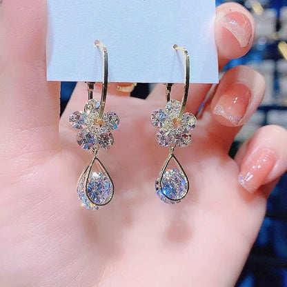 Floral Crystal Drop Earrings