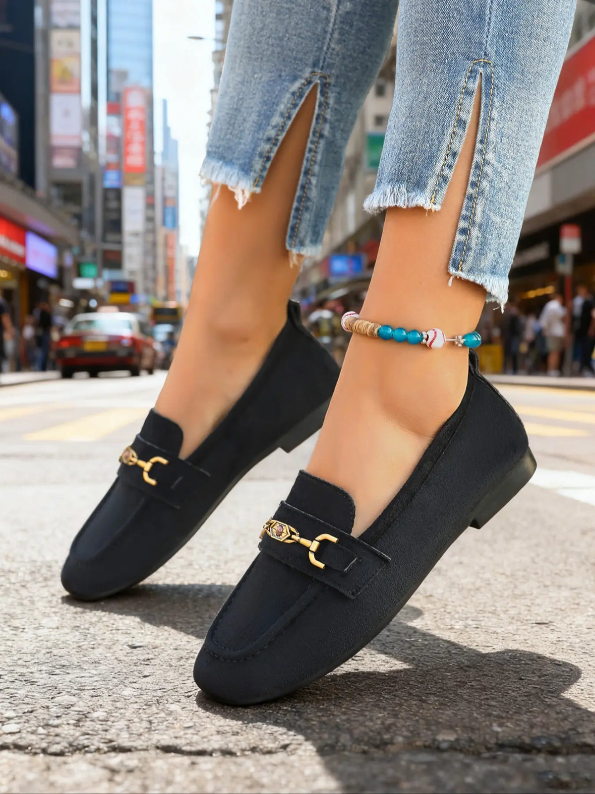 Women's Faux Leather Mary Jane Flats – Square Toe