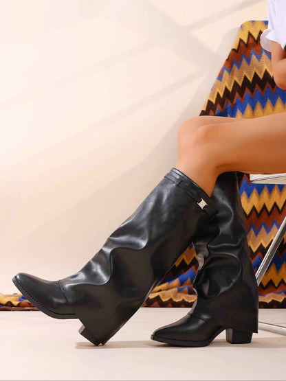 Women's Faux Leather Boots – High Heel