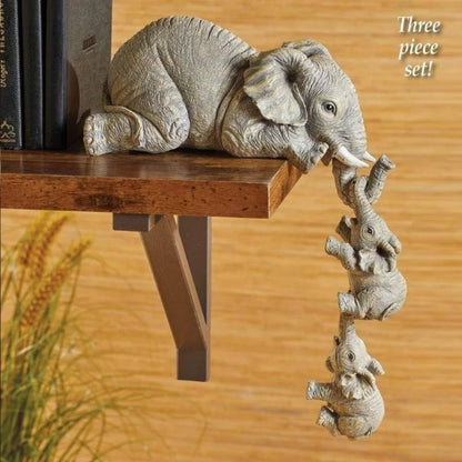 Cute Elephant Hug Baby Resin Figurine Set
