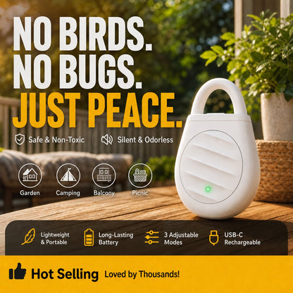 Limited time offer Buy 3 get 2 free！No more trouble from birds, beasts and locusts！Portable Ultrasonic Bird Repellent Keychain