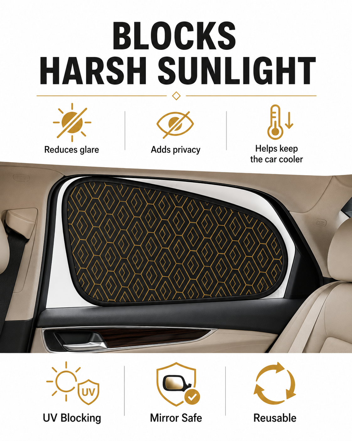 Premium Car Side Window Sunshade – UV Blocking Privacy Cover