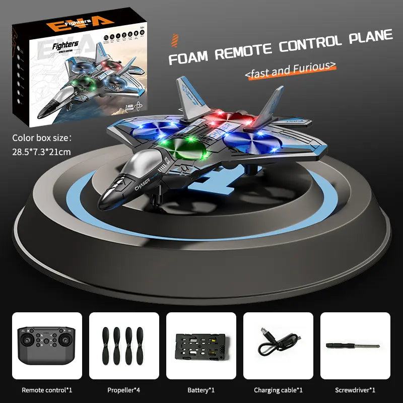 2.4G Remote Control Stunt Fighter Plane, Beginner Friendly RC Drone Aircraft With Headless Mode