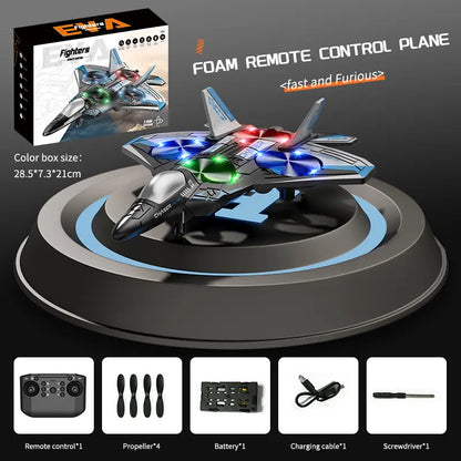 2.4G Remote Control Stunt Fighter Plane, Beginner Friendly RC Drone Aircraft With Headless Mode