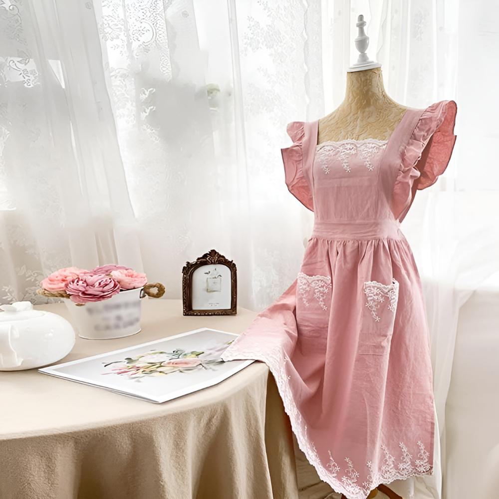 Chic Ruffled Cotton Apron for Women