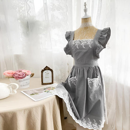 Chic Ruffled Cotton Apron for Women