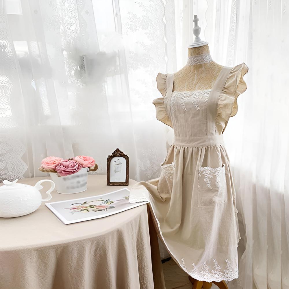 Chic Ruffled Cotton Apron for Women