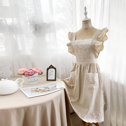 Chic Ruffled Cotton Apron for Women