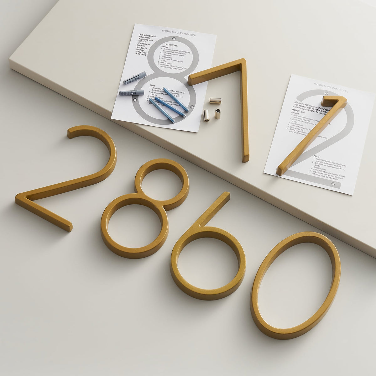 Satin Brass House Numbers - Classic Style, Modern Appeal