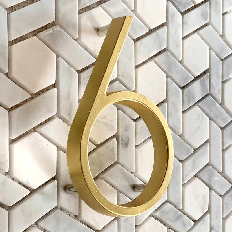 Satin Brass House Numbers - Classic Style, Modern Appeal