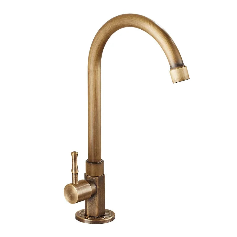 Antique Brass Kitchen Faucet with Spout