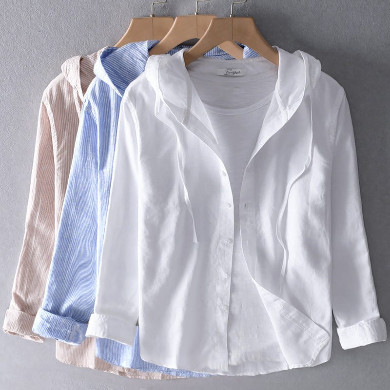 Women's Lightweight Hooded Linen Blend Shirt