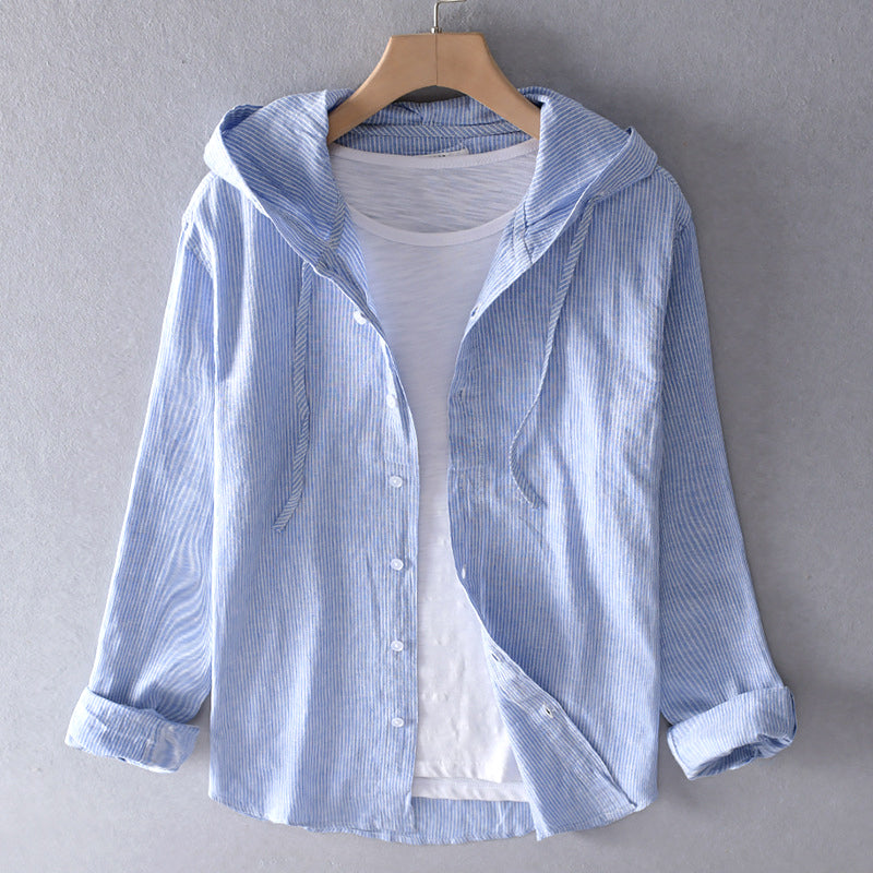 Women's Lightweight Hooded Linen Blend Shirt
