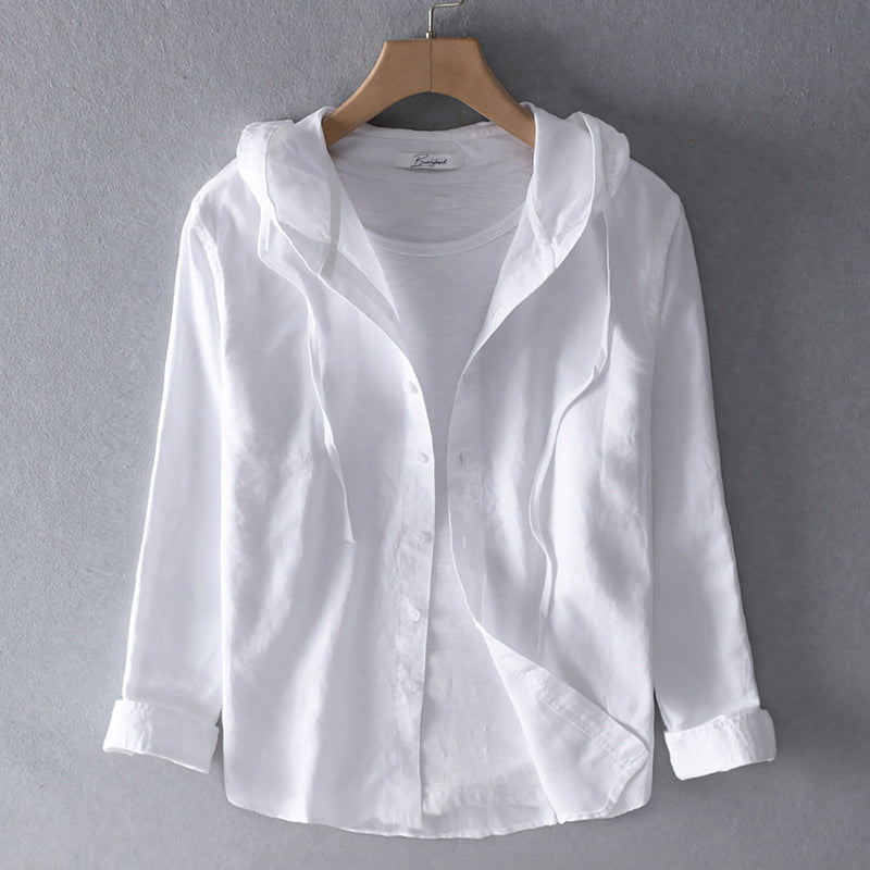 Women's Lightweight Hooded Linen Blend Shirt