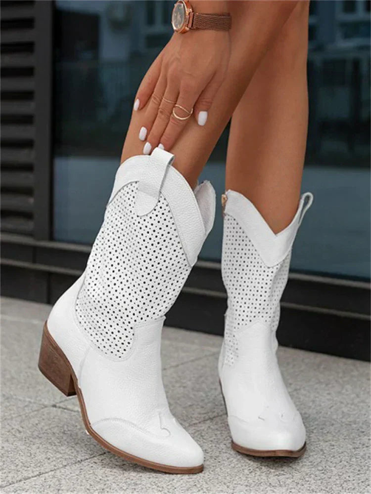 Women's Breathable Zipper Cowboy Boots