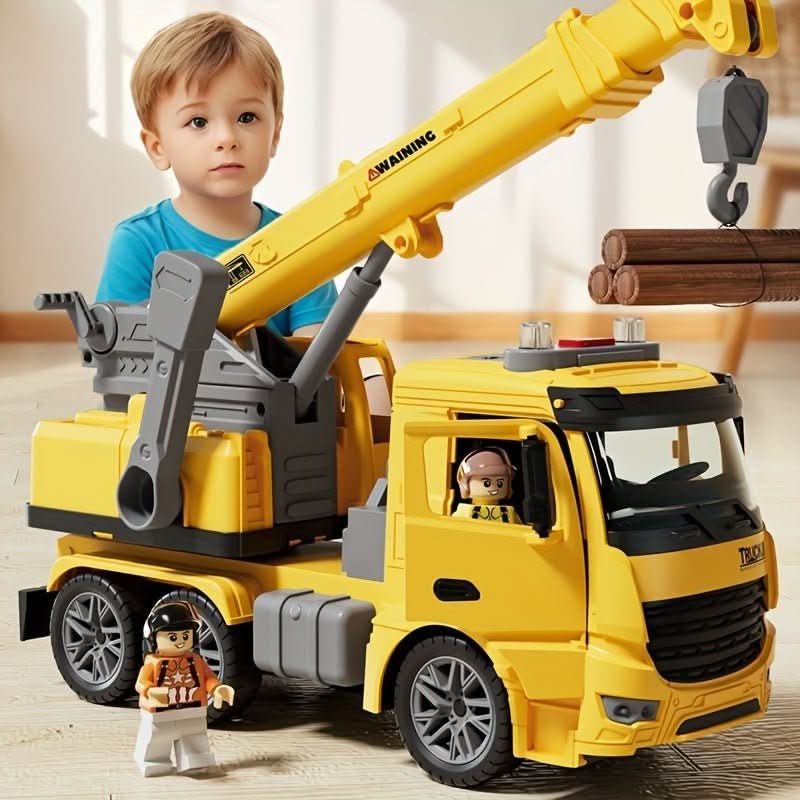BUILDPLAY – Crane Truck Toy with Lights and Sounds for Imaginative Play