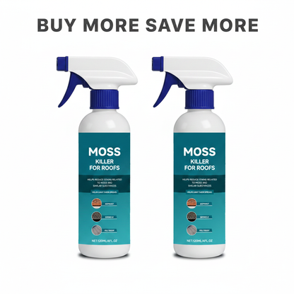 Multi-Surface Roof Moss & Algae Cleaner Spray – Spray, Rinse, and Watch It Shine! Tough on moss, gentle on plants – a cleaner roof in minutes.
