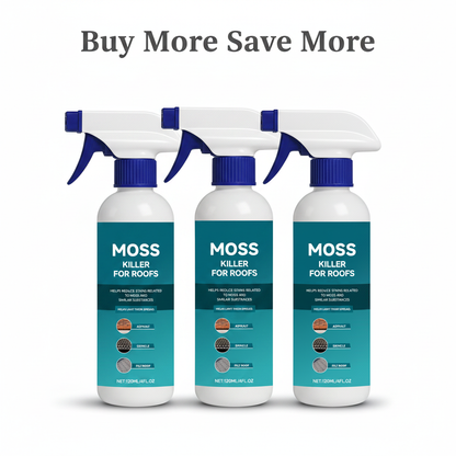 Multi-Surface Roof Moss & Algae Cleaner Spray – Spray, Rinse, and Watch It Shine! Tough on moss, gentle on plants – a cleaner roof in minutes.
