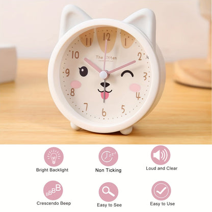 Bunny Analog Alarm Clock | Silent Movement & Night Light | Compact