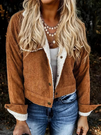 Buttoned Winter Jacket for Women with High Collar