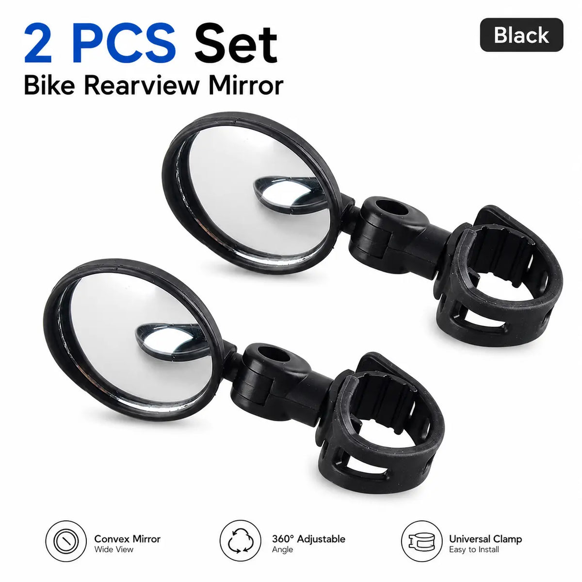 2 Counts, Bicycle Handlebar Convex Rearview Mirror