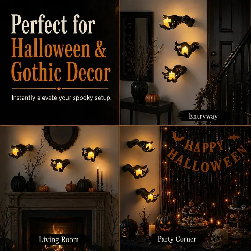 Gothic Hand Wall Candle Holders – Halloween Decor