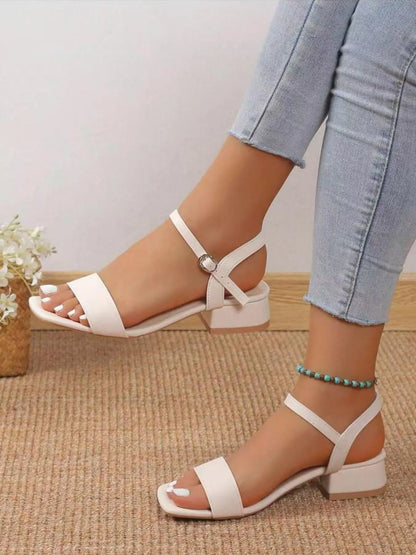 Women's Sandals – Square Toe, Ankle Strap, Lightweight